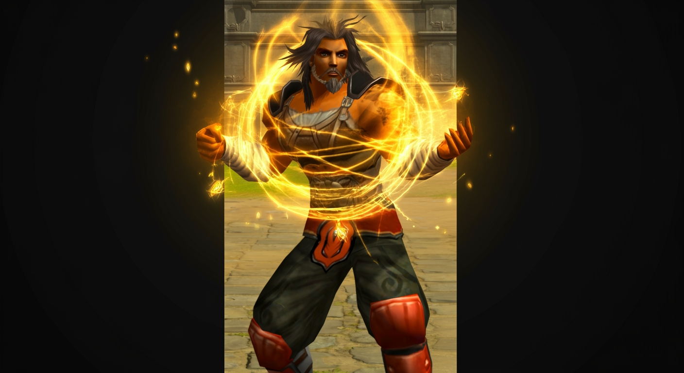 Metin2 Dragon Shaman casting golden blessing magic surrounded by mystical runes in a dungeon